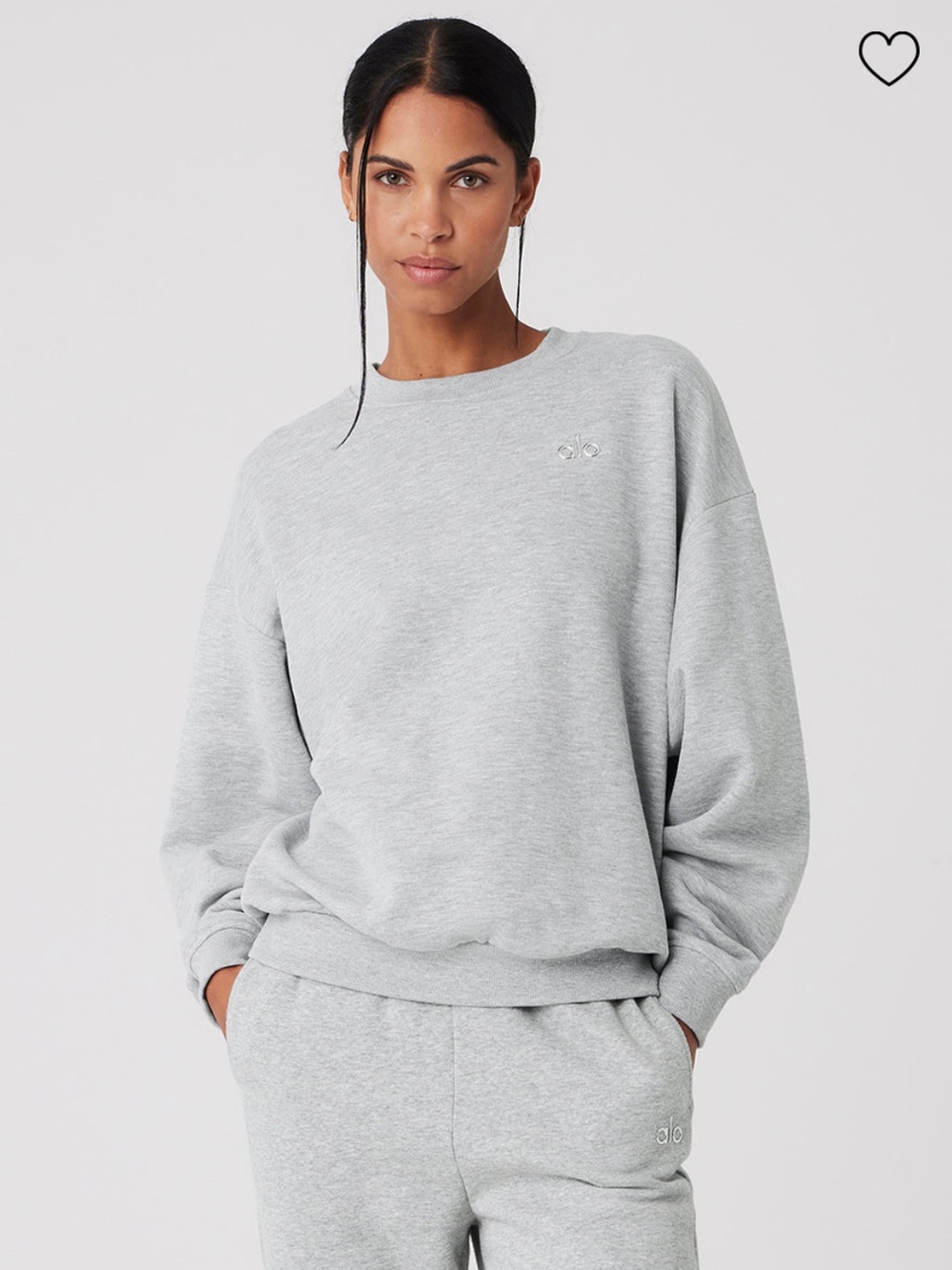 ALO Accolade Crewneck Pulliver Sweatshirt in Core Colour Athletic Heather Grey